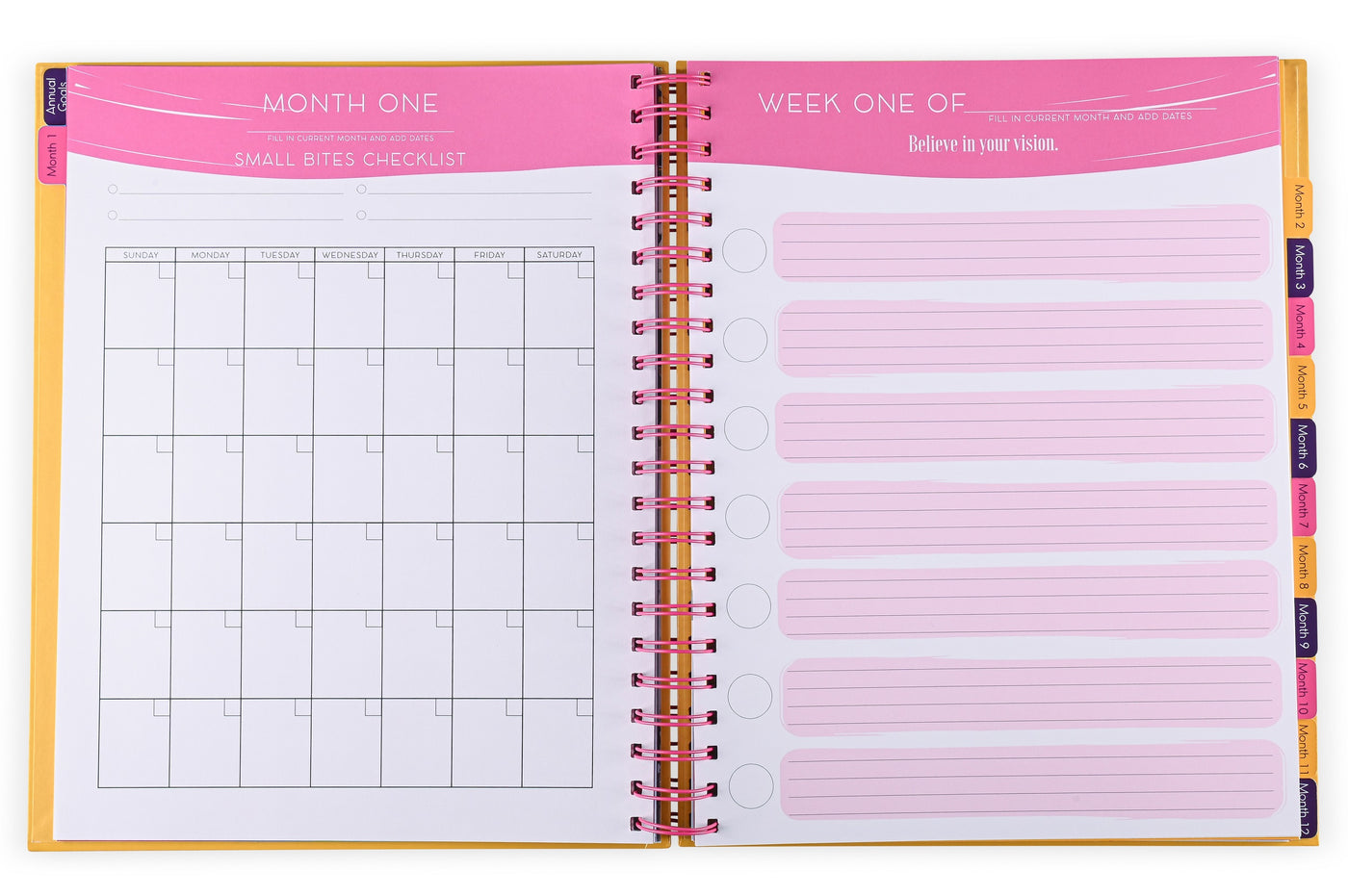 TODAY IS A GREAT DAY FOR EATING PINK ELEPHANTS - 4-in-1 Vision Board, Journal, Goal Planner and UNDATED Calendar